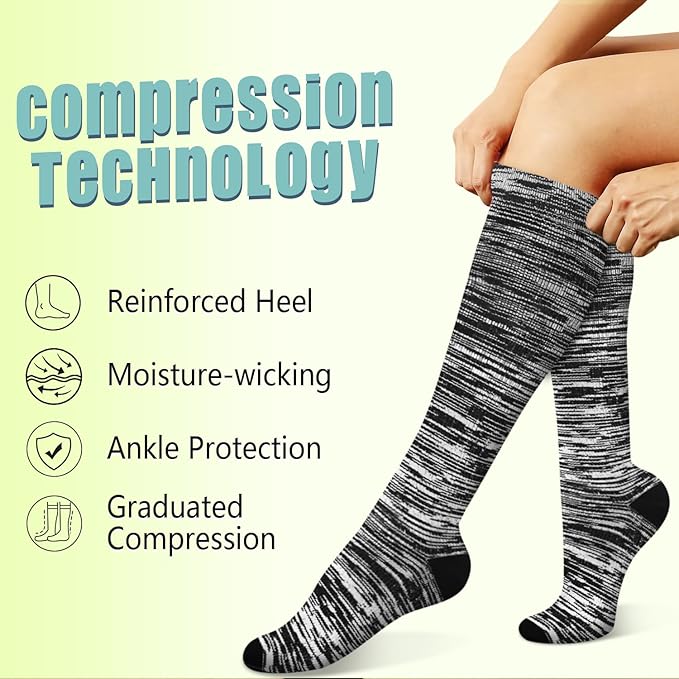 Iseasoo Copper Compression Socks (15-20 mmHg) for Men & Women - Running, Hiking, Cycling, Travel - Improves Circulation