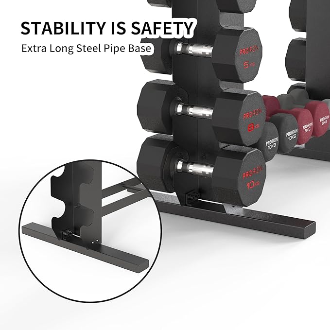 PROIRON Compact Dumbbell Rack with Stable Base, Heavy Duty Steel Weight Rack for 20 Dumbbells Storage, 6-Tier Weight Holder Home Gym Dumbbells Kettlebells Organizer, 450lb (Rack Stand Only)