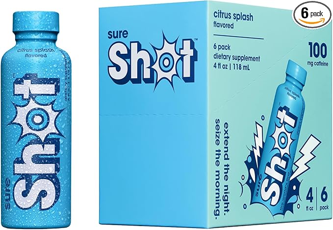 Sure Shot Recovery Drink, Citrus Splash (6 Pack) - Feel Better After Drinking, Wake Up Refreshed - Premium Hydration Beverage with Electrolytes & Vitamins for Liver & Gut Support, Energy & Focus, 4 Oz