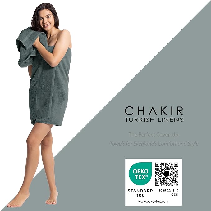 Chakir Turkish Linens | Hotel & Spa Quality 100% Cotton Premium Turkish Towels | Soft & Absorbent (12-Piece Washcloths, Dark Gray)