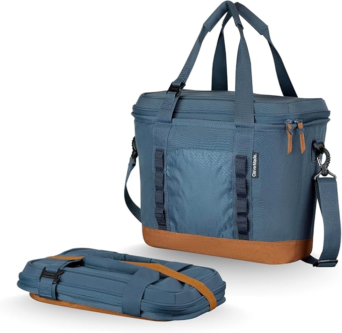 CleverMade Collapsible Insulated Cooler Bag – Leakproof Soft Folding Cooler for Beach, Travel, Car