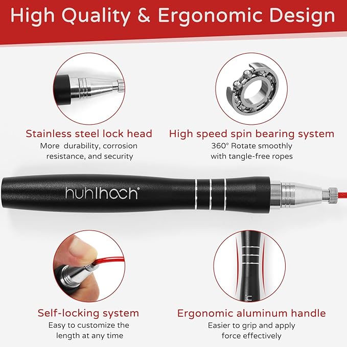 Speed Jump Rope for Men Women Adults, Workout Fitness Boxing Jumping Ropes with Smooth Rotate Double Bearing Balls, Double Under Skipping Rope with 2 Pcs Tangle-free Cable to Replacement