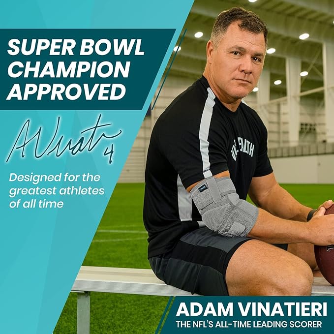 Vive Elbow Brace - Tennis Compression Sleeve - Wrap for Golfers, Bursitis, Left or Right Arm - Tendonitis Support Strap for Golf, Men and Women - Epicondylitis and Sports Recovery (Gray, Standard)