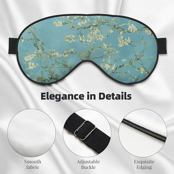 Sleep Eye Mask Abstract Blossom Blue Floral Sleep Mask for Women Men Comfortable Eye Mask with Adjustable Strap Soft Eye Cover Blindfold for Travel Yoga Nap Shift Work