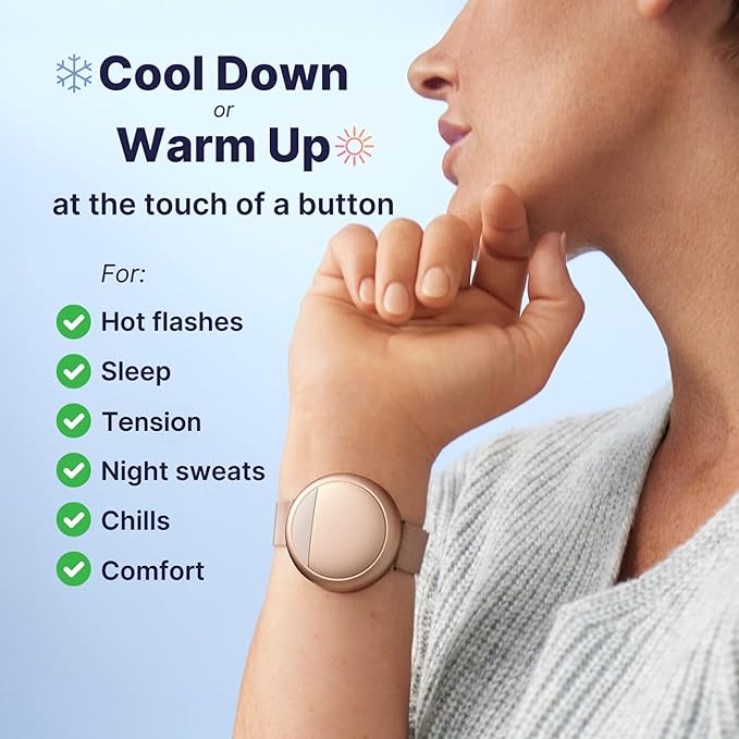 Embr Wave Cooling Bracelet - Warming Bracelet - Personalized Thermal Relief - Manage Hot Flashes, Night Sweats, Sleep, Tension - Clinically Proven - Rechargeable - Rose Gold