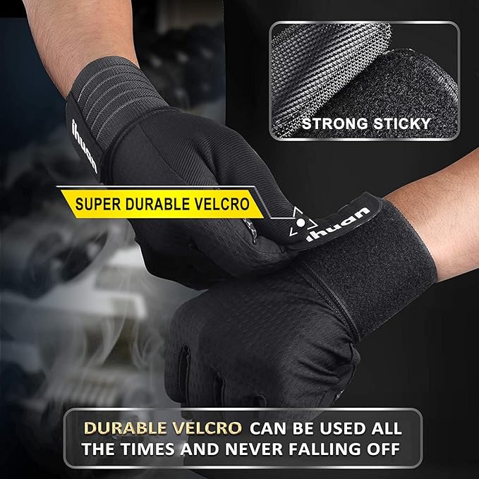 ihuan Workout Gloves for Men Full-Finger: Weight Lifting for Men, Gym Full Hand Gloves for Weightlifting, Deadlift