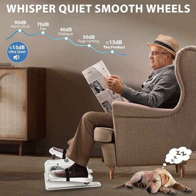 Under Desk Elliptical Machine, Electric Ellipse Leg Exerciser While Sitting for Seniors Adults, Quiet & Portable Electric Seated Pedal Exerciser with Remote Control, 15 Adjustable Speeds, 5 Auto Modes