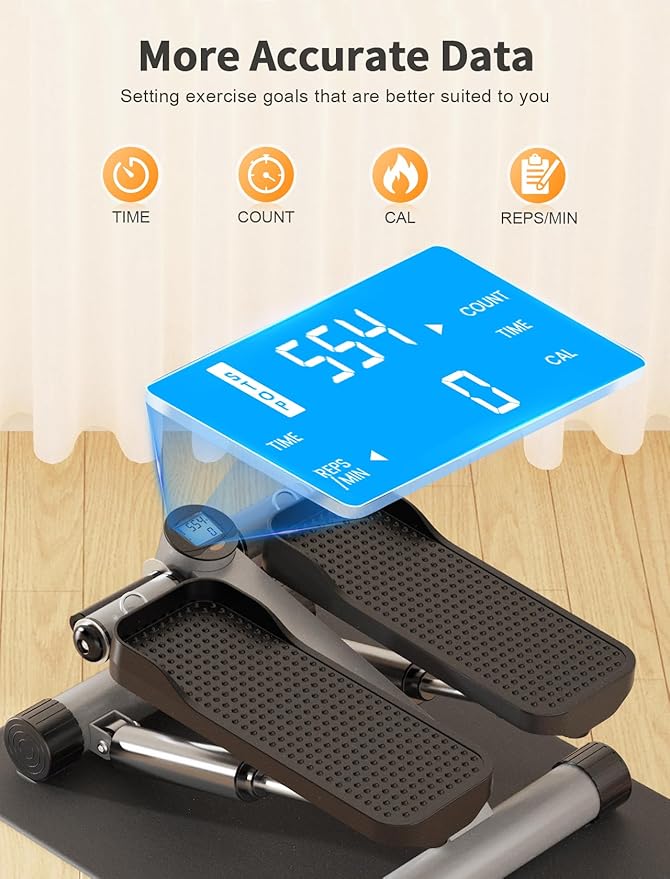 Sportsroyals Stair Stepper for Exercise, Mini Steppers with Resistance Band, Hydraulic Fitness Stepper Exercise Home Workout Equipment for Full Body Workout, 330lbs Weight Capacity