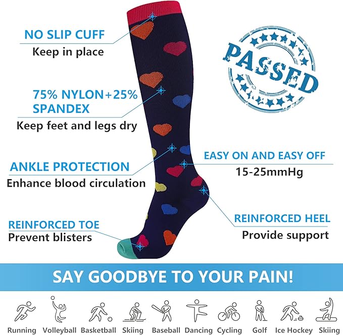 bropite Halloween Compression Socks for Women & Men-Pumpkin Ghost 6 Pairs 20-30mmhg Support Running Nurse Travel