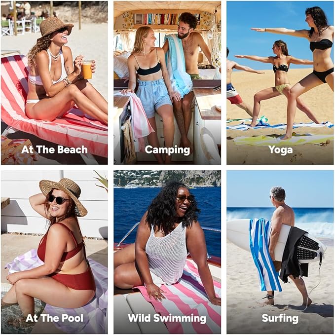 Dock & Bay Beach Towel - Quick Dry, Sand Free - Compact, Lightweight - 100% Recycled - Includes Bag - Raspberry Road - Extra Large (200x90cm, 78x35)