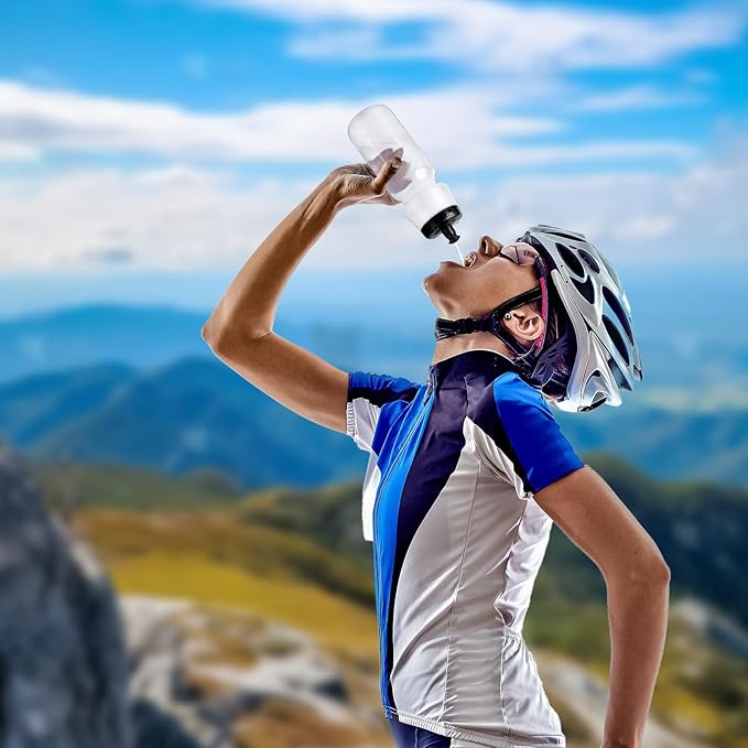 6 Pack 25 oz Sports Water Bottles Sports and Fitness Squeeze Water Bottles BPA Free come with 8 pcs Chalk Labels, 1 Pen(Dishwisher Safe)