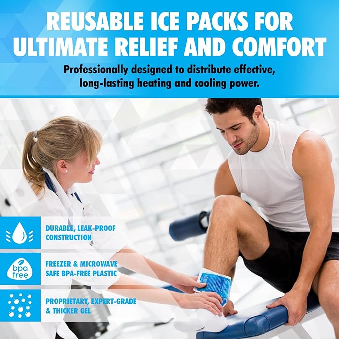 Perfect Remedy 2-Pack Gel Ice Packs for Injuries - Reusable, Soft & Flexible Hot & Cold Compress, Soothing Aid for Sprains, Strains, Soreness conditions, Alternative to Hot Water Bottles (Blue, Large)