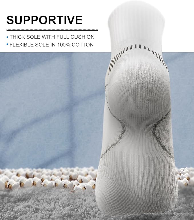 BULLIANT Compression Socks for Men 6Pairs, Athletic Crew Socks Cushioned For Men Sports Running-Arch Support