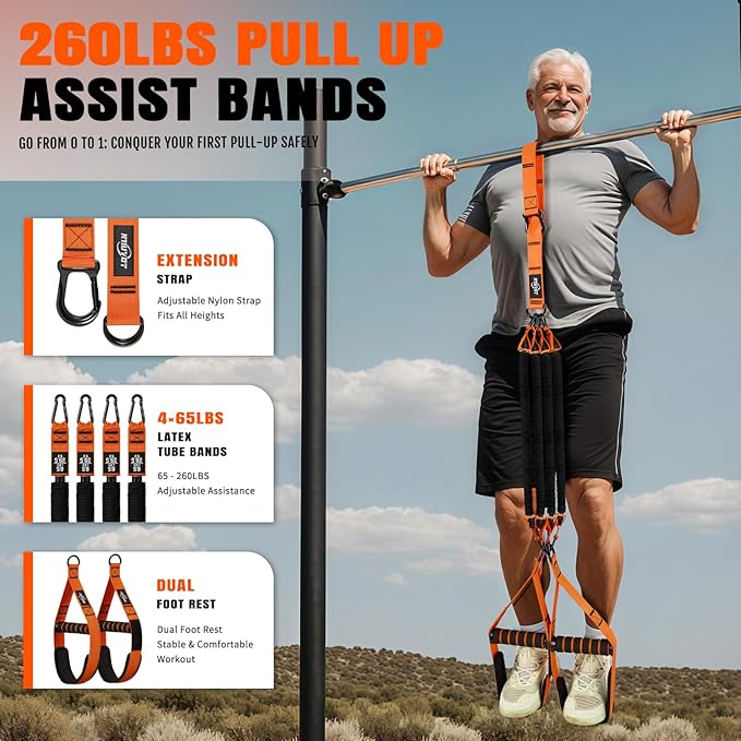 Pull Up Bands, Heavy Duty Resistance Bands with Handle, Workout Bands for Pull Up Bar, Pullup Assist Band Set for Exercise, Full Body Workout, Home Gym for Enhanced Strength, Muscle Training