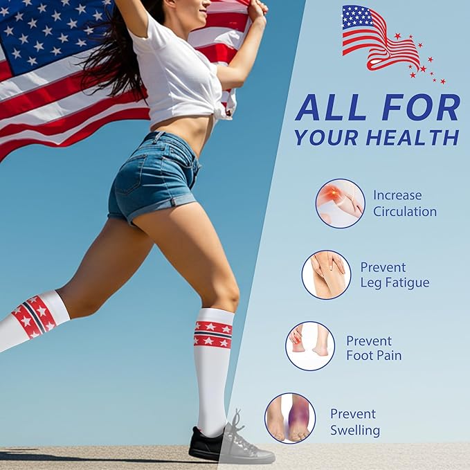 Compression Socks for Women Men Circulation Knee High 8 Pairs for Nurses, Running, Travel, Athletic