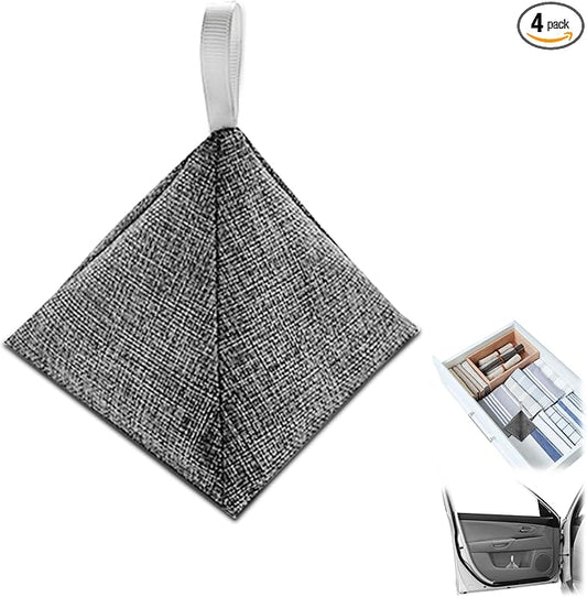 4 Pack charcoal odor absorber,Bamboo Charcoals Air Purifying Bag Charcoals Deodorizer Eliminator for Strong Odors in Car, Closet, Shoe, Basement (200G*4 Pack Triangle bag, Unscented)