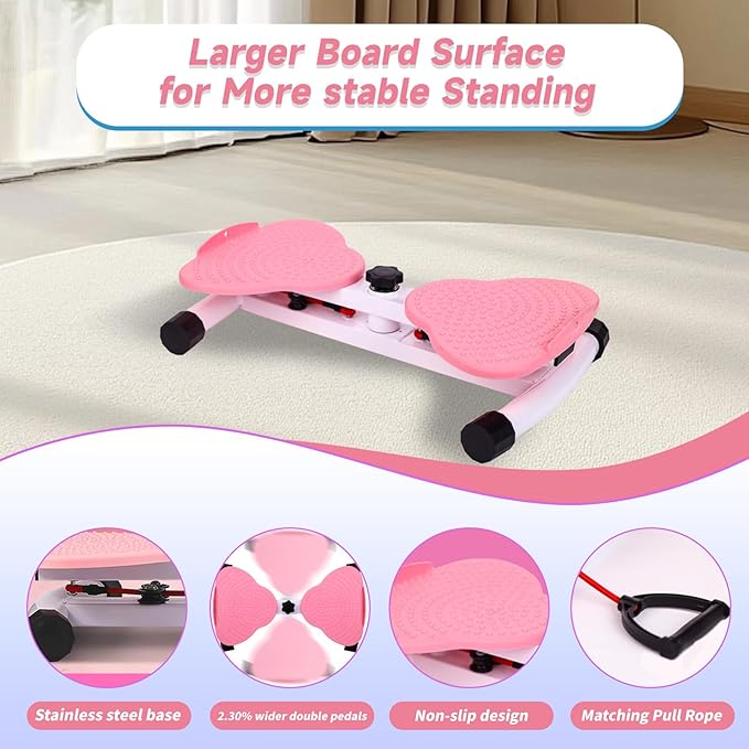 Waist Twister, Waist Twisting Machine, Waist Twister Machine Exercise, Ab Roller with 350 lbs Ab Twister, 20dB Ultra-Quiet Noiseless Home Gym Exercise Equipment for Women Men (Pink)