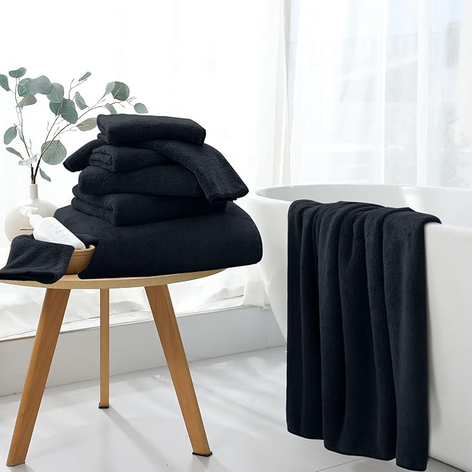 Extra Large Bath Sheet 4 Piece (35"x70")-Ultra Soft Oversized Bath Towel,Bath Sheet Set for Bathroom Hotel,Plush Highly Absorbent Quick Dry Shower Towel Set for Adults,Bath Towel Set Black