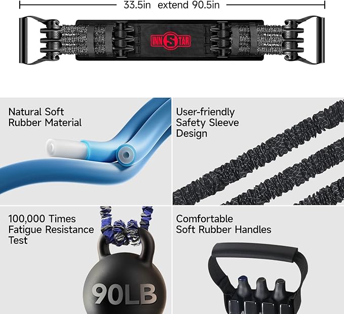 Innstar Multi-Function Resistance Bands for Working Out, Push Up Exercise Bands Resistance Bands Set for Bench Press Gym Equipment, Home Workout, Travel Portable