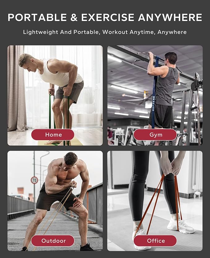 HAPBEAR Pull Up Assistance Bands Set of 5 - Resistance Bands for Working Out, Stretching, Physical Therapy, Muscle Training