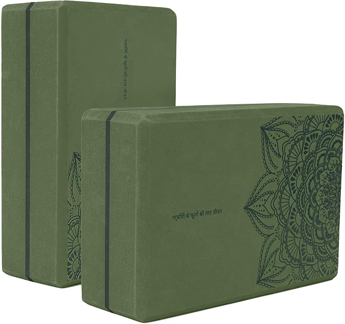 nuveti Yoga Blocks Set of 2, High Density Yoga Brick Foam Blocks to Improve Strength, Flexibility and Balance Brick Foam Blocks