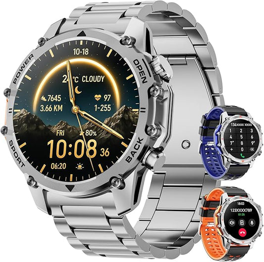 Hwagol Smart Watches for Men(Calls/Answer), 1.52'' Military Smart Watch for Android iPhone,100+ Sport Modes/Heart Rate/Sleep Monitor, A Fitness Tracker