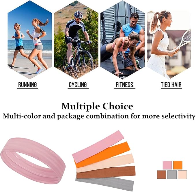 Workout Headbands Non Slip Headband Sport Headbands Sweatbands Elastic Sport Hair Bands for Sports Travel Indoor Fitness Gym