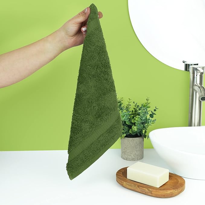 Chakir Turkish Linens | Hotel & Spa Quality 100% Cotton Premium Turkish Towels | Soft & Absorbent (12-Piece Washcloths, Moss)