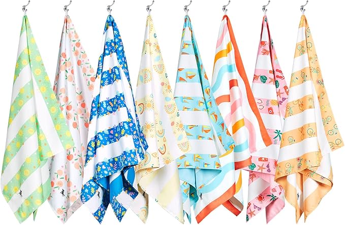 Dock & Bay Beach Towel - Quick Dry, Sand Free - Compact, Lightweight - 100% Recycled - Includes Bag - Kids - Bike Bike Baby, Large (160x90cm, 63x35)
