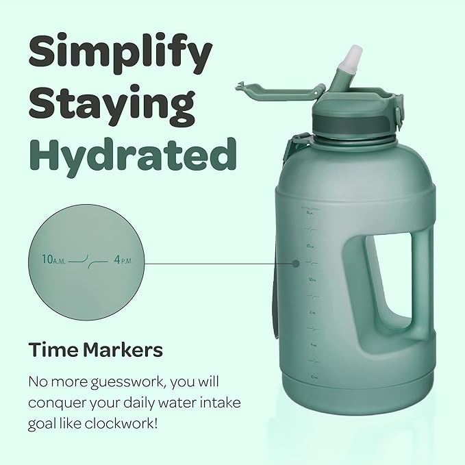 Hydracy Water Bottle with Time Marker -Large BPA Free Water Bottle & No Sweat Sleeve -Leak Proof Gym Bottle with Fruit Infuser Strainer & Times to Drink -Ideal for Fitness Sports & Outdoors