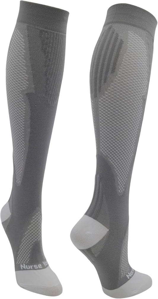 Compression Socks for Nurses - Women & Men - 20-30mmHg Graduated Compression, Zero-Toe Compression, For Medical Staff, Nursing, Athletic Support Such As Running, Cycling, Hiking - 1 Pair