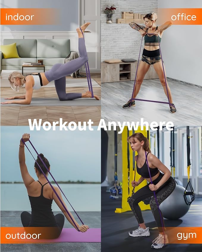 Resistance Bands Set - Pull Up Bands for Men Women, Exercise Bands Resistance with Door Anchor, Training Poster & Pouch for Body Stretching, Pull Up Assist