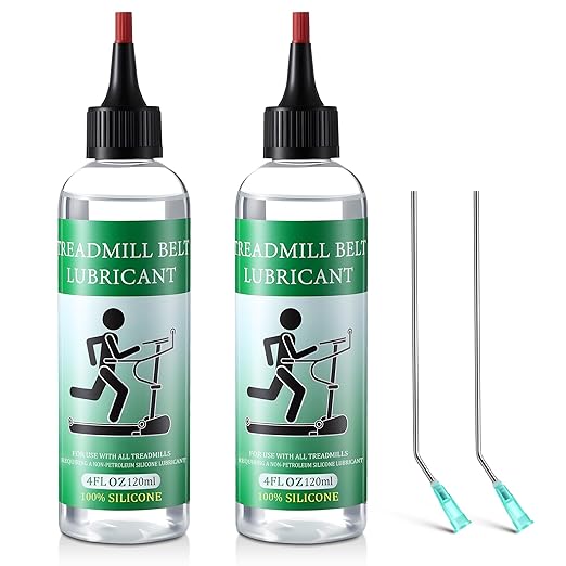 Treadmill Lubricant for Belt, 240ml/8oz 100% Silicone Oil High Temperature Resistant and Stable Walking Pad Lube with 2 Steel Application Tubes and Precision Screw Caps for Most Types of Treadmills