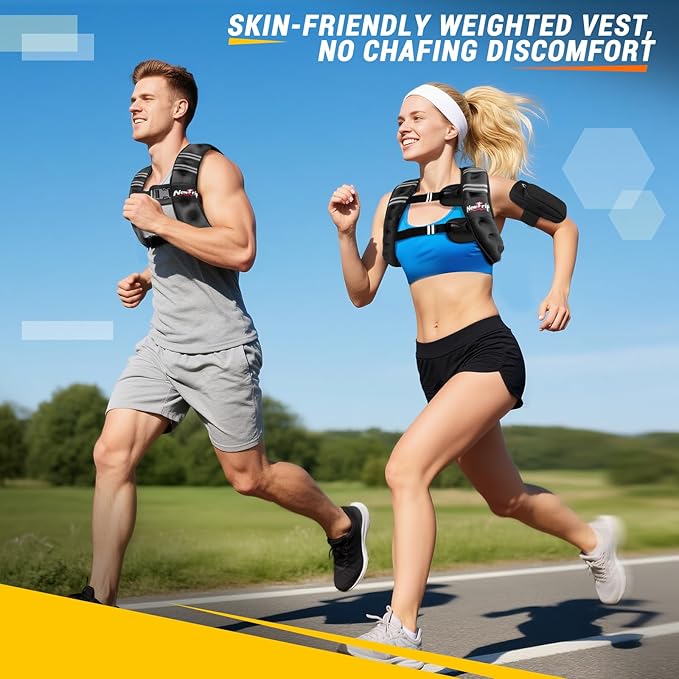 Weighted Vest Women & Men - 5lbs/8lbs/10lbs/12lbs/15lbs/20lbs/25lbs/30lbs Adjustable Weight Vest with Detachable Phone Pouch - Ideal for Rucking,Walking,Weight Loss,Training&Running