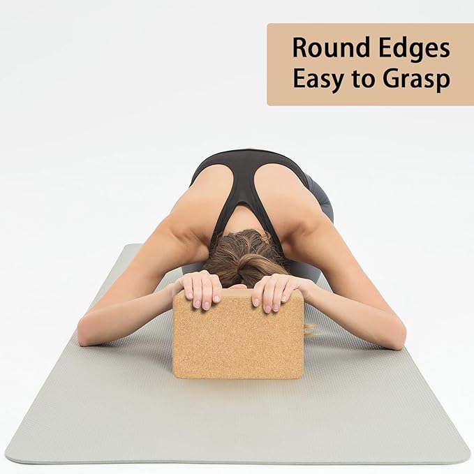 Hatha Yoga Cork Yoga Block, Natural Cork from Portuguese, Premium Brick, Eco-Friendly Yoga Accessories for Yoga, Pilates & Stretching