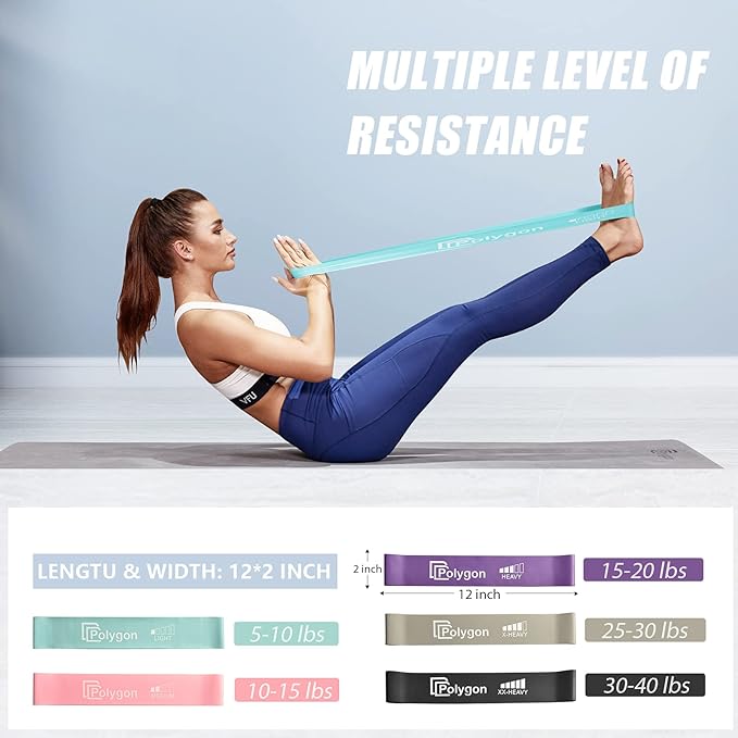 Polygon Resistance Bands for Working Out, Non-Slip Fabric Booty Bands for Women and Men, Exercise Bands for Legs and Butt, Glute & Hip Workout, Pilates & Home Fitness