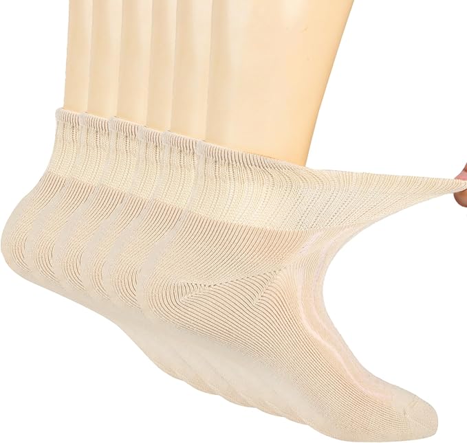 +MD Diabetic Socks for Men Women 6 Pairs,Non-Binding Top Extra Wide Ankle/Crew Socks, for Edema Circulator 9-11 10-13 13-15