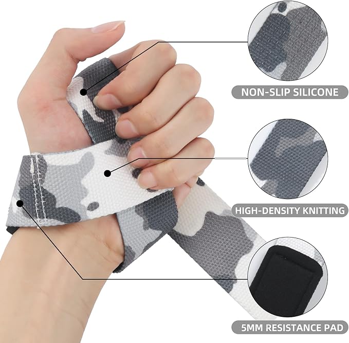SKDK Cotton Hard Pull Wrist Lifting Straps Grips Band-Deadlift Straps with Neoprene Cushioned Wrist Padded and Anti-Skid Silicone - for Weightlifting, Bodybuilding, Xfit, Strength Training