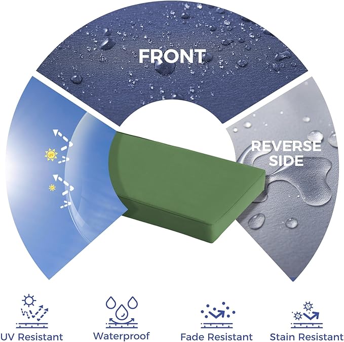 Outdoor Bench Cushions for Outdoor Furniture, 42x18x3 Inch, Waterproof Bench Pillow, Fade Resistant Long Bench Seat Pads for Garden, Indoor, Porch Swing, Army Green