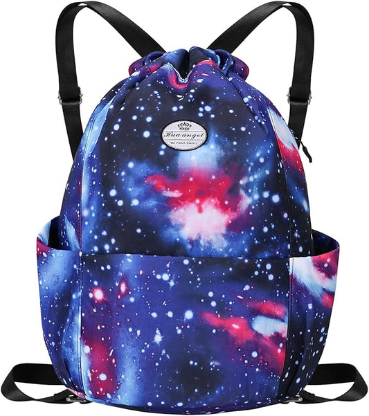 HUA ANGEL Drawstring Backpack Bag, Sport Gym Sackpack Lightweight Small Gym Bag for Men Women Pull String Sport Beach Bag