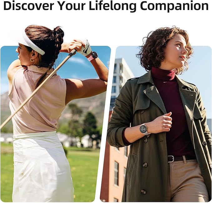 Parsonver AMOLED Smart Watch for Women Men, Always-On Display Fitness Tracker, Answer/Make Calls, 2 Quick-Release Bands, Heart Rate, Sleep Monitor, 120+ Sports Modes for Android iPhone, Champagne Gold