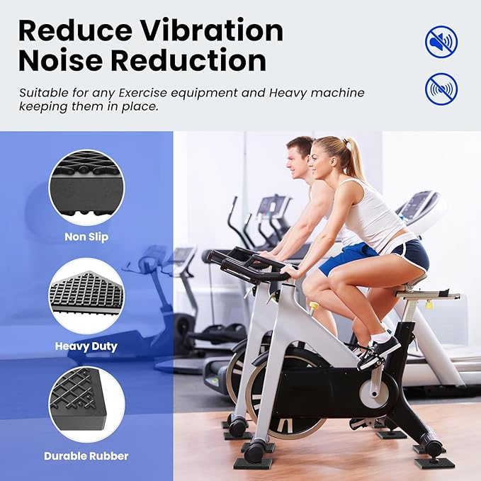 Exercise Equipment Mat 5.11x5.11x0.55in 4pcs, Heavy Duty Thick Steel Embedded Rubber Mat, Anti Slip/Noise Reduction/Vibration Resistance, Treadmills Equipment Pads, Used for Carpets, Wooden Floors
