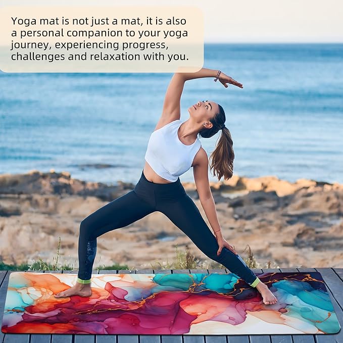 FOLAI Extra Thick Yoga Mat 6mm - Non-Slip Exercise Mat for HIIT, Pilates & Home Workouts & Workout with Free Carry Strap