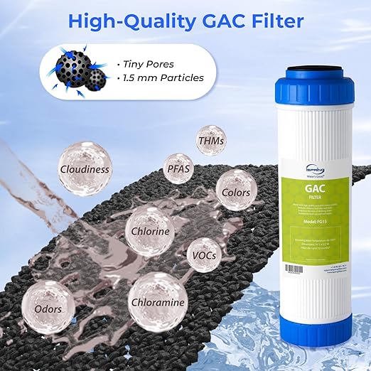 iSpring CKC2 2-Stage Countertop Water Filter, NSF/ANSI 58 Certified, Reduces PFAS, Chlorine, Sediment & Odor, 8000 Gallons, Up to 12 Months, Easy Installation, 2.5" x 10" - 2 Filters Included