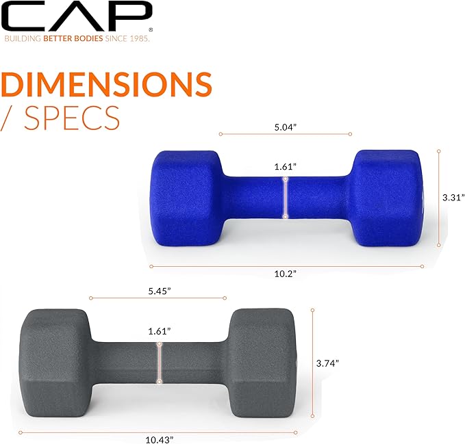 CAP Barbell Neoprene Dumbbell Weights Pairs & Sets | Multiple Colors