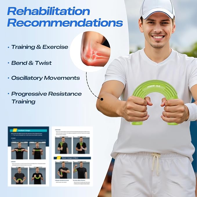 Flex Therapy Bar - Tennis & Golfers Elbow Therapy Bar, Relieve Tendonitis Pain & Improve Grip Strength, Twist Bar for Physical Therapy, Fitness Resistance Bar Equipped with 3 PCS Bar & 5 PCS Bands