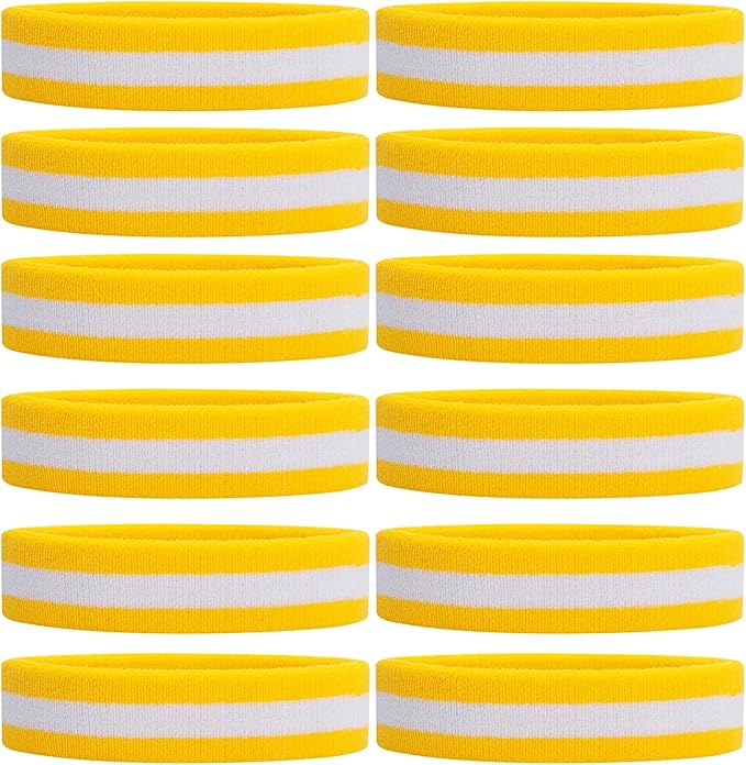 ONUPGO Sweatband Headbands for Men & Women -12PCS Sports Headbands Moisture Wicking Athletic Cotton Terry Cloth Headband for Tennis,Basketball,Football,Gym,Working Out