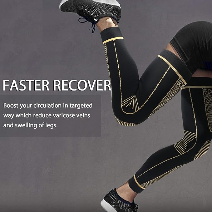 Full Leg Sleeves Long Compression Leg Sleeve Knee Sleeves Protect Leg, for Man Women Basketball, Arthritis Cycling Sport