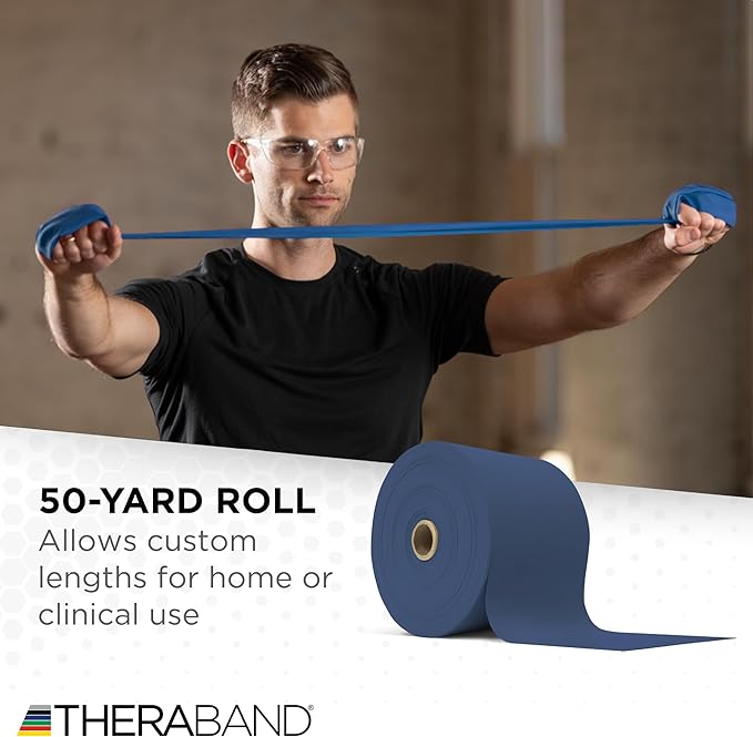 THERABAND Resistance Band, Black, Special Heavy, 50-Yard Roll, Latex Elastic Band for Exercise