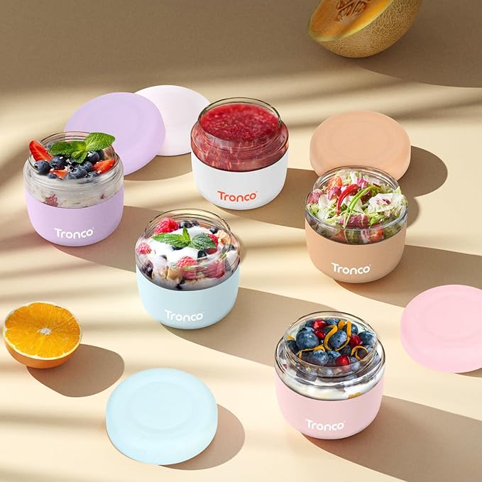 Tronco 24 oz Glass Lunch Bowl Container with Lid, Reusable Glass Food Container for Salad, Snack,Yogurt, Soup Food Storage, Meal Prep, Airtight, Leak & Spill Proof, Dishwasher Safe, BPA-Free, Set of 1